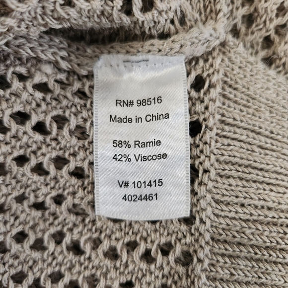 Coldwater Creek Wmns Beige Ramie Blend Crochet Open Knit Crewneck LS Sweater |M| - Picture 6 of 6